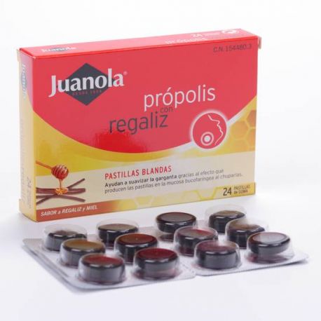 JUANOLA PROPOLIS PASTILLAS REGALIZ Y MIEL 24 PASTILLAS