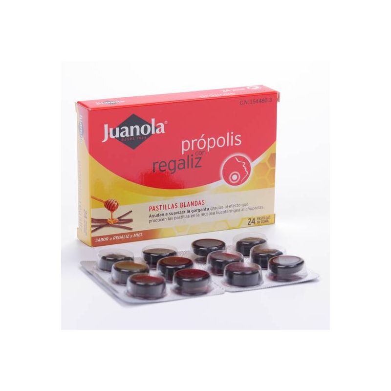 JUANOLA PROPOLIS PASTILLAS REGALIZ Y MIEL 24 PASTILLAS