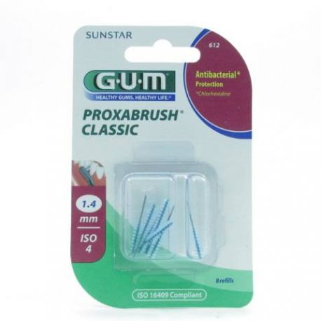 CEPILLO INTERDENTAL RECAMBIO GUM 612 PROXABRUSH 1.4 CILINDRICO 8 U