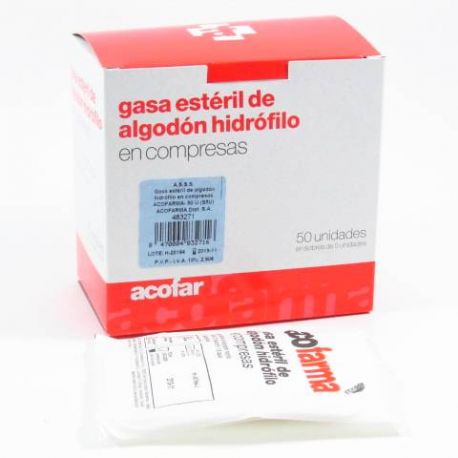 GASA ESTERIL ALGODON HIDROFILO COMPRESAS ACOFARMA SOBRE 5 U 50 U