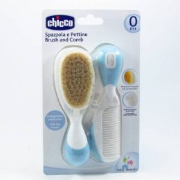 CHICCO CEPILLO Y PEINE INFANTIL PELO NATURAL AZUL