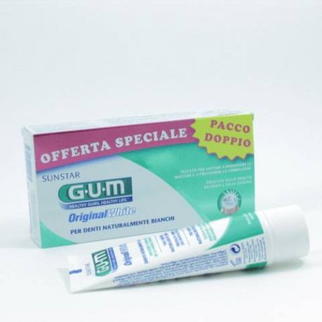 GUM ORIGINAL WHITE PASTA DENTAL 75 ML 2 TUBOS