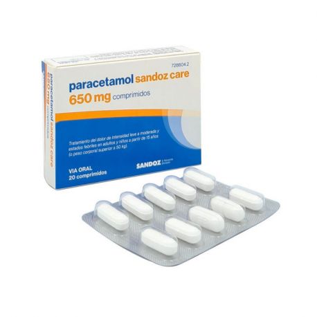 PARACETAMOL SANDOZ CARE EFG 650 MG 20 COMPRIMIDOS