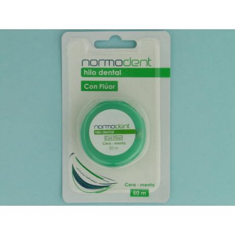 NORMODENT HILO DENTAL CON CERA Y FLUOR SABOR A MENTA 50 M