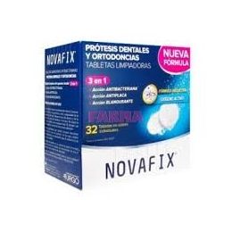 NOVAFIX TABLETAS ANTIBACTERIANAS 3 EN 1 LIMPIEZA PROTESIS DENTAL 32 TABLETAS