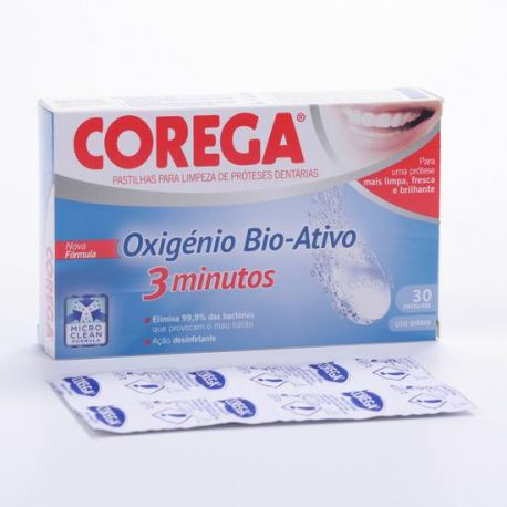 COREGA OXIGENO BIO-ACTIVO LIMPIEZA PROTESIS DENTAL 30 TABLETAS